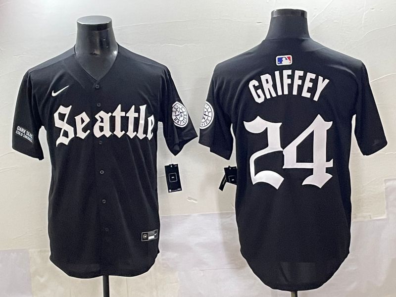 Men 2025 Seattle Mariners #24 Griffey Black Five generations Joint Name Nike MLB Jersey style 16